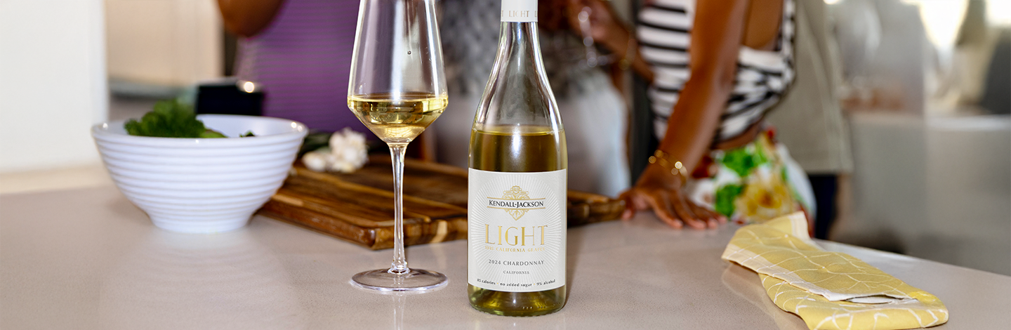 Close up Kendall-Jackson low calorie wine bottles.