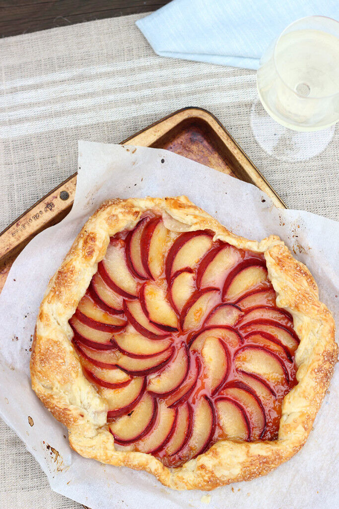 Plum galette with white wine