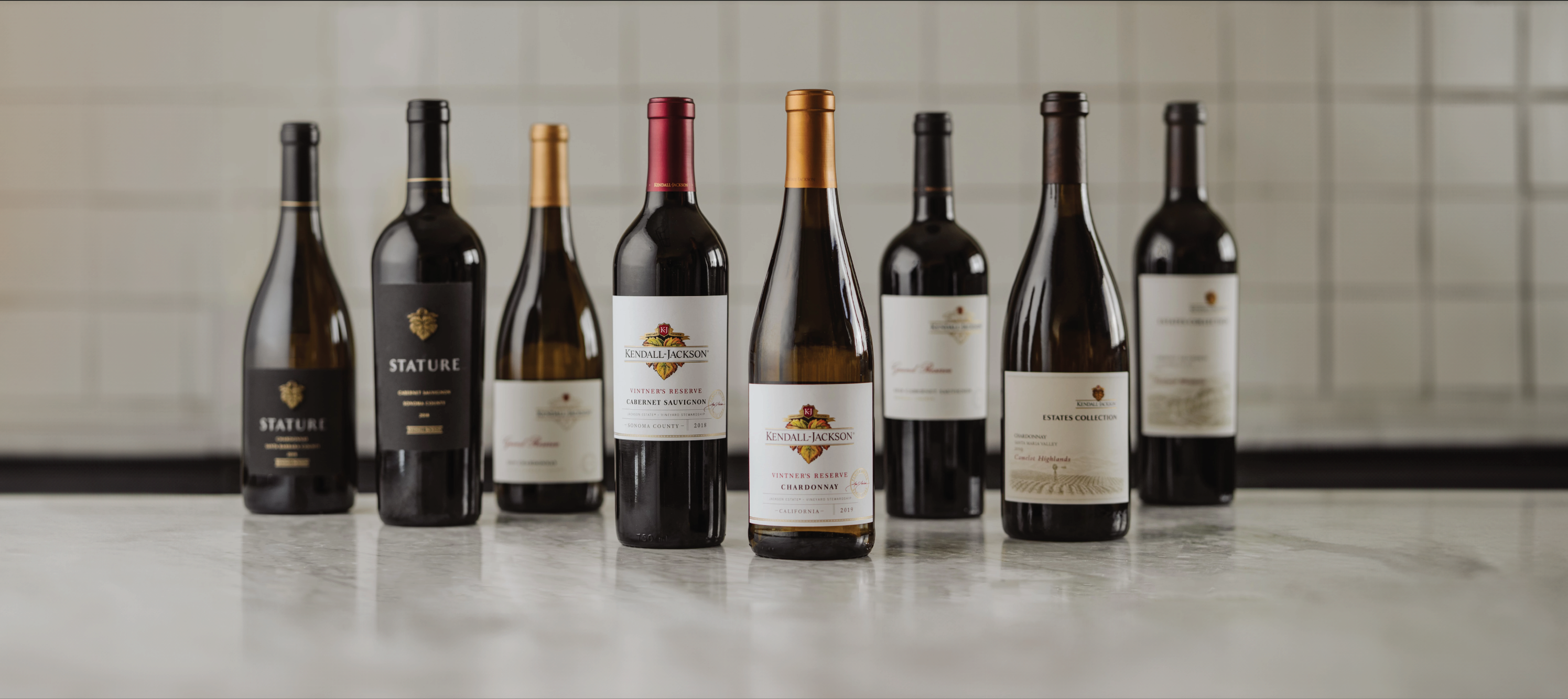 An array of Kendall Jackson wine bottles